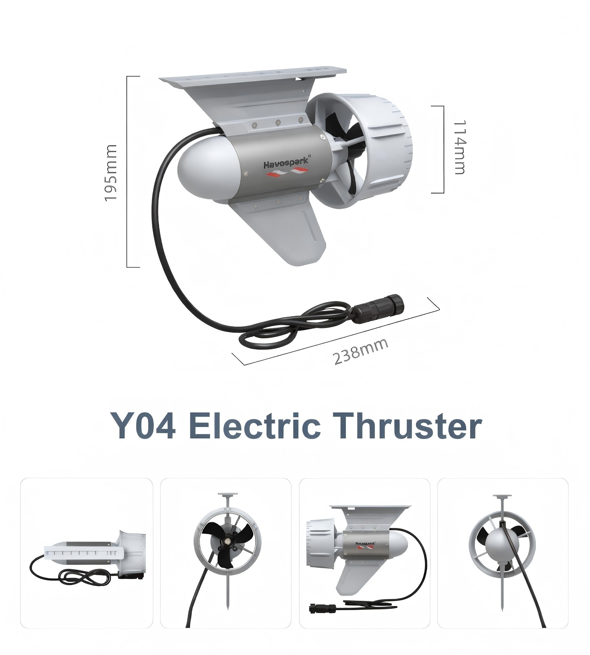 Havospark Y04 Electric SUP Thruster 330W Portable Motor with 8kg Thrust for Paddle Boards & Inflatable Boats