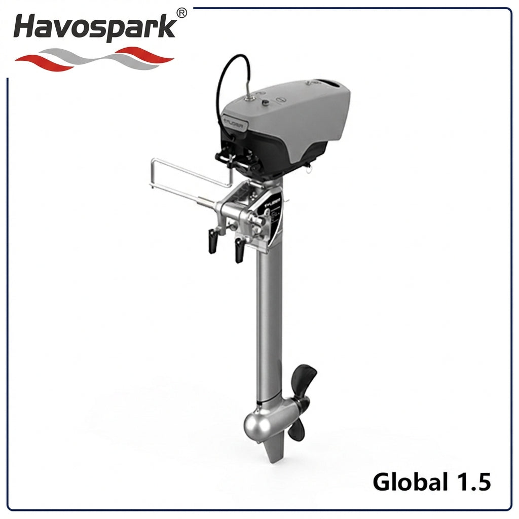 Havospark Global 1.5kW Electric Outboard Motor – 48V Portable Marine Boat Engine with 45KG Thrust, CAN Bus Control, Ultra-Quiet High Efficiency Drive
